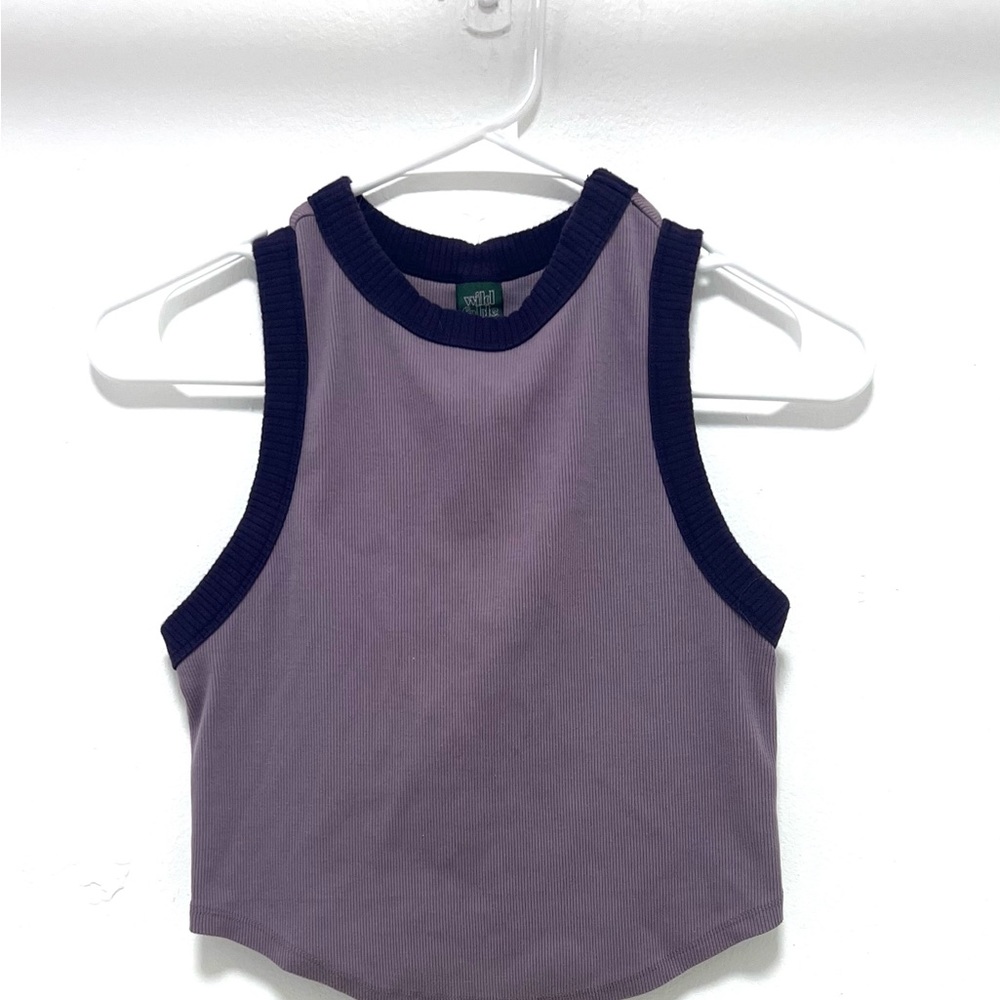 Purple crop tank top thick fabric